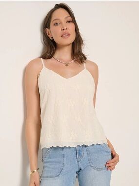 Seas (78 and sunny) Radiance Eyelet Cami Black